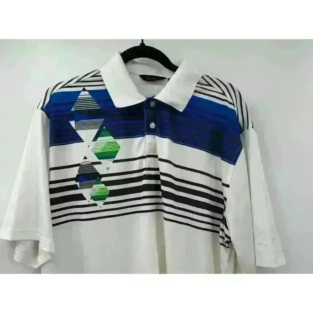 Walter Hagen Men's Performance‎ Golf Polo Athletic Blue & White Moisture Wicking